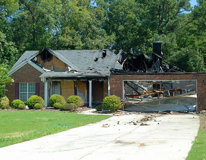 eagle home with fire damage
